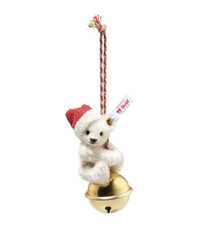 STEIFF Teddy Bear on Bell Ornament - Click Image to Close