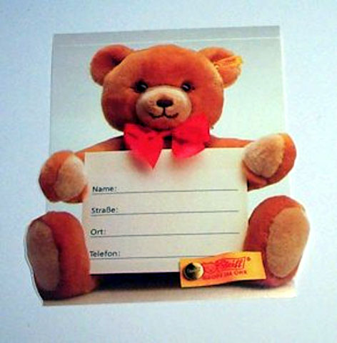 STEIFF Address Teddy Sticker - Click Image to Close